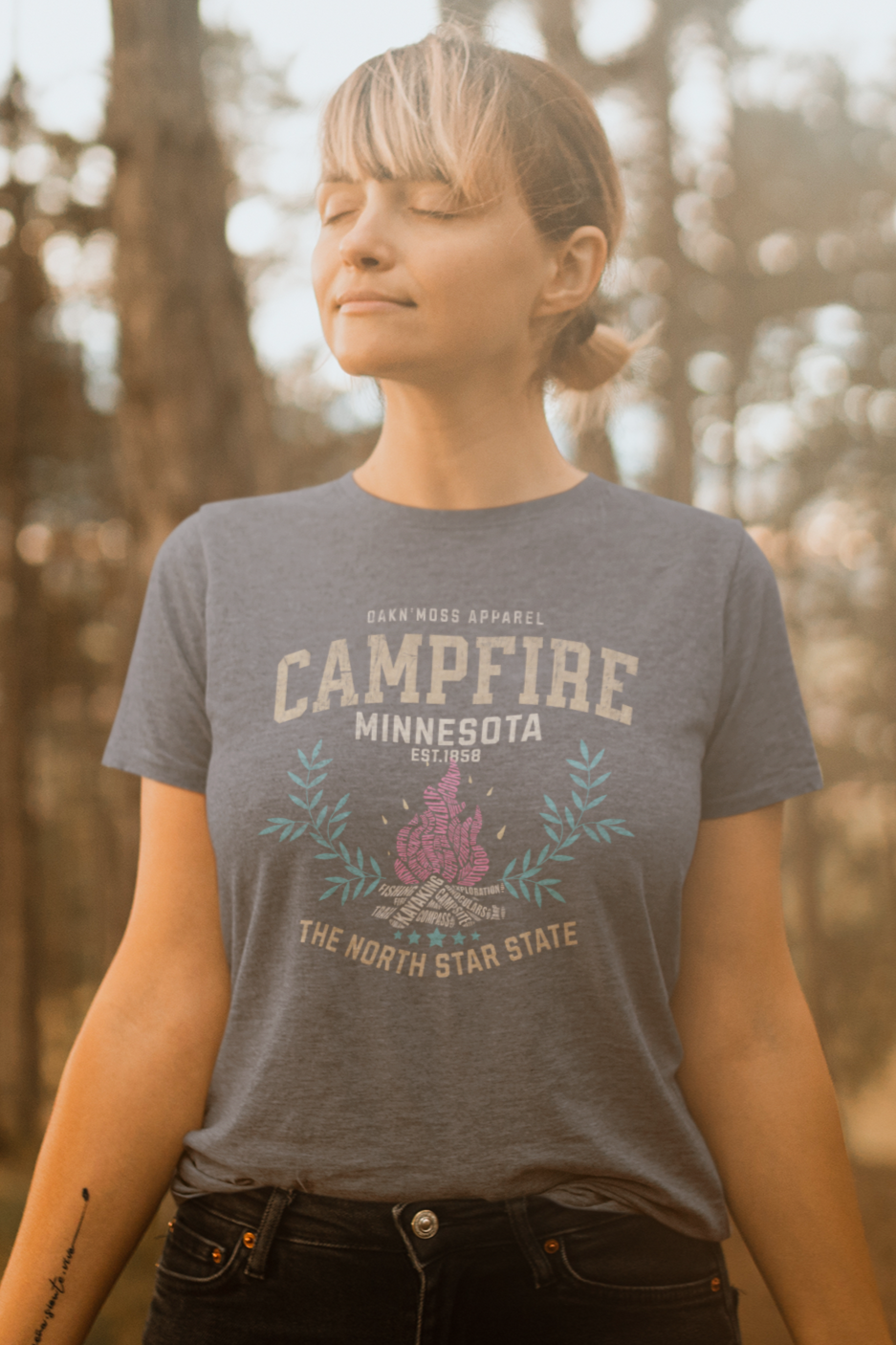 T-Shirt Women Grey Campfire Minnesota