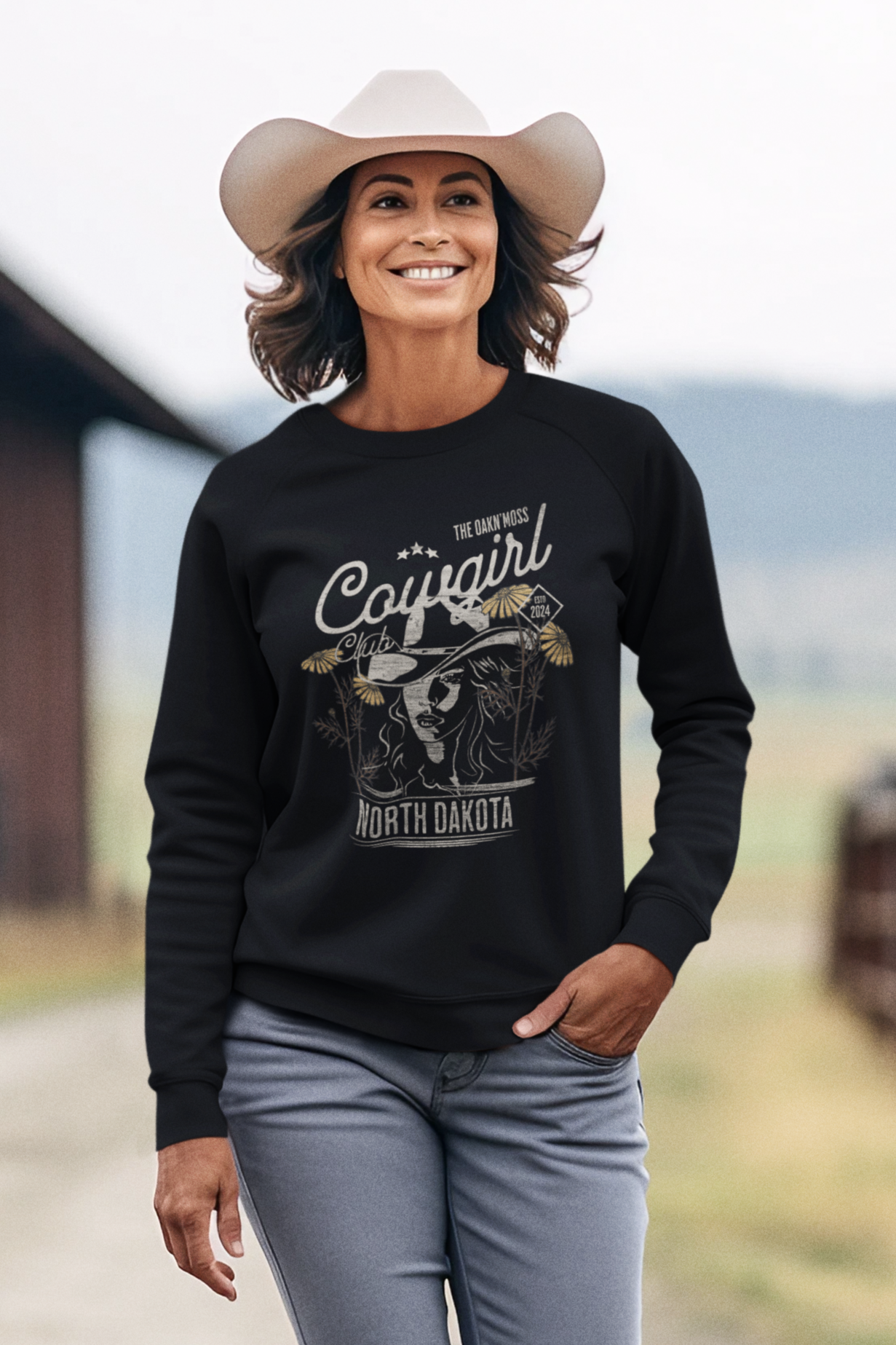 Sweatshirt Women Black Cowgirl