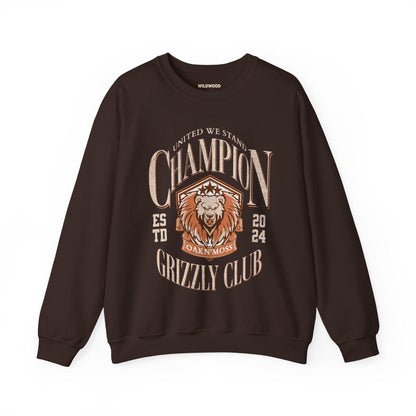 Men Chocolate Brown Sweatshirt Grizzly Crewneck