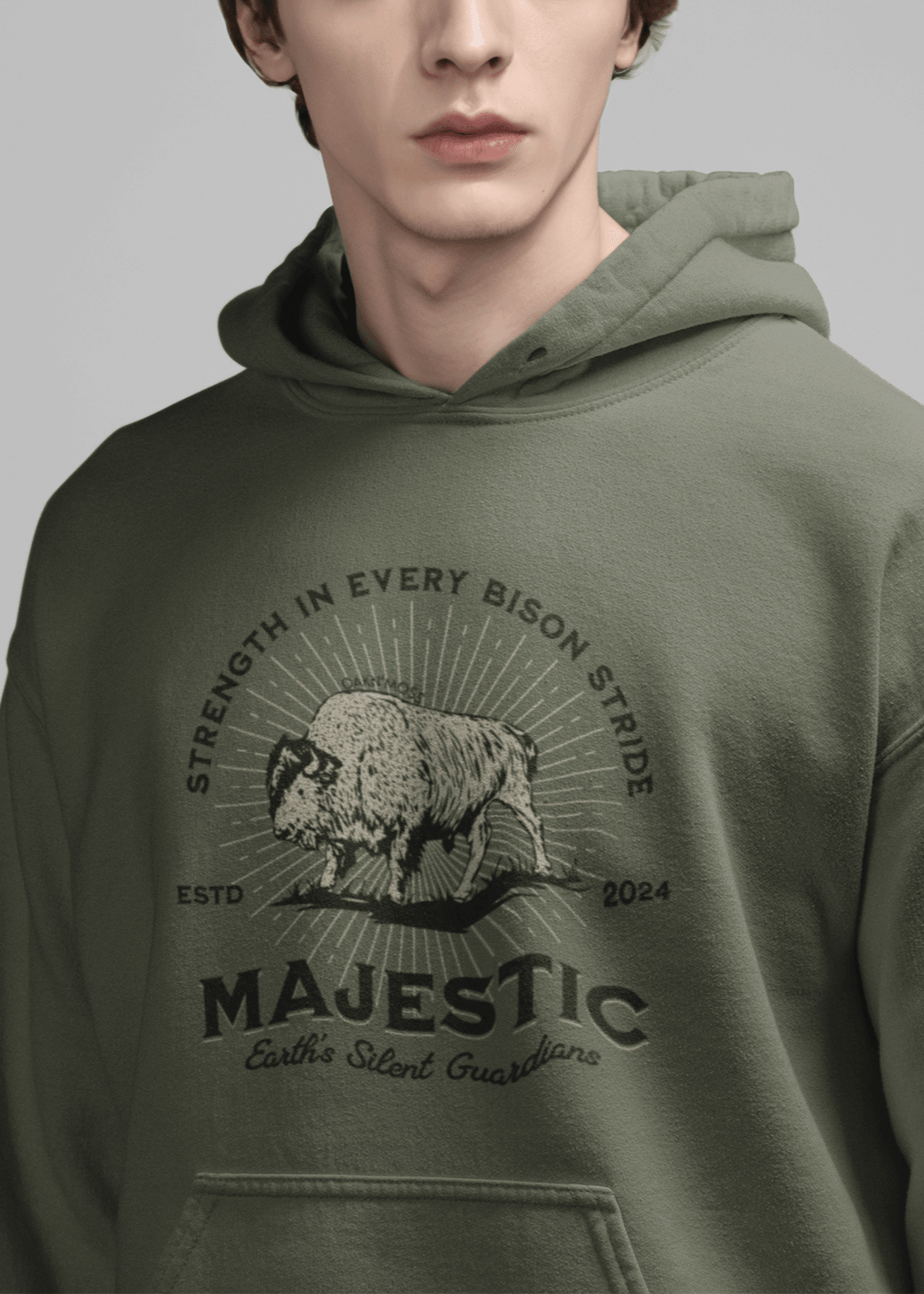 Majestic Hoodie Military Green Winter Men